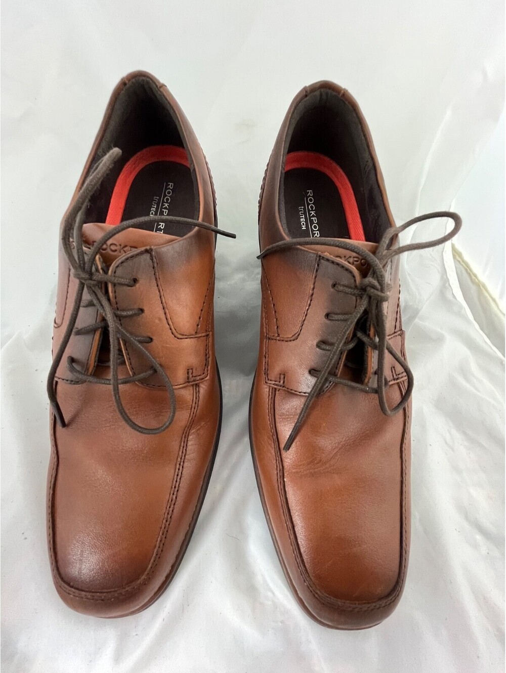 Rockport Slayter Apron Toe Oxford Dress Shoes Mens 9.5 M Brown Leather TruTECH